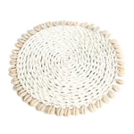 Kép 1/5 - The Seagrass Shell Pan Coaster - White