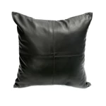 Kép 1/8 - The Four Panel Leather Cushion Cover - Black - 40x40