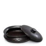 Kép 5/6 - The Burned Oval Pot With Pattern - Black
