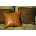 Kép 7/7 - The Four Panel Leather Cushion Cover - Camel - 40x40