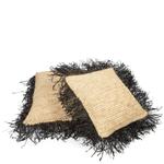 Kép 3/3 - NATURALii raffia párna natúr-fekete rojtokkal