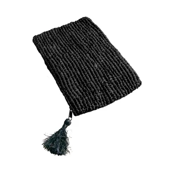 The Raffia Clutch - Black - L