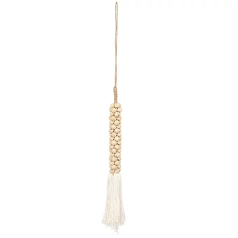 The Wooden Beads with Cotton Tassel - Natural White