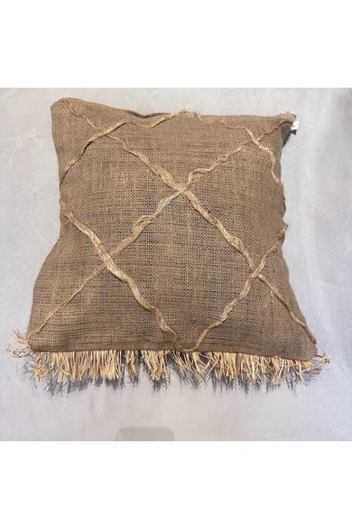NATURALii juta díszpárna natúr színben raffia rojtos 45 45