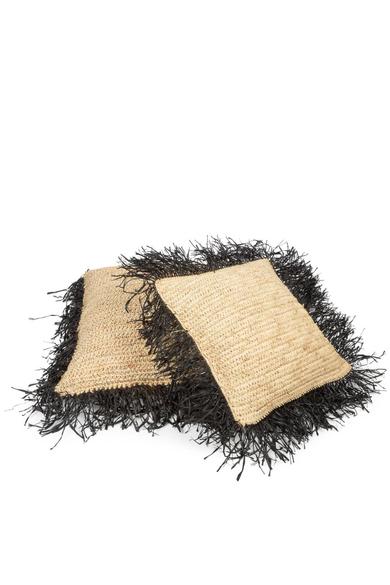 NATURALii raffia párna natúr-fekete rojtokkal