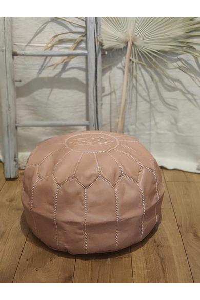 Marokkói bőrpuff natúr-pink