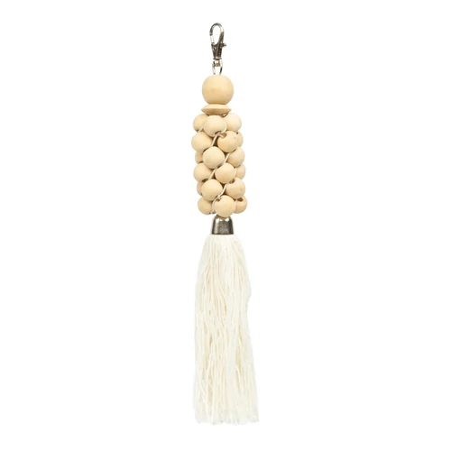 The Wooden Beads Keychain - Natural White
