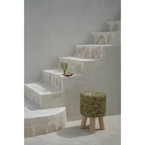The Raffia Tressed Stool - Jungle Green