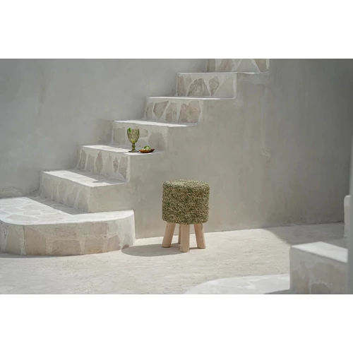 The Raffia Tressed Stool - Jungle Green
