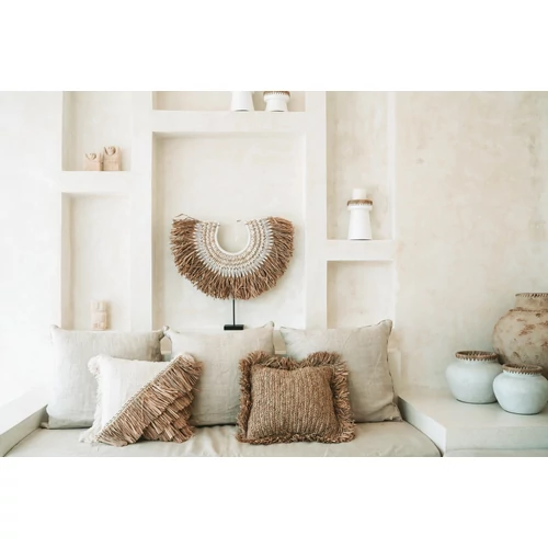The Raffia Cotton Cushion Cover - Natural White - 40x40