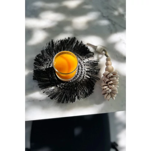 The Fringe Raffia Coaster - Black