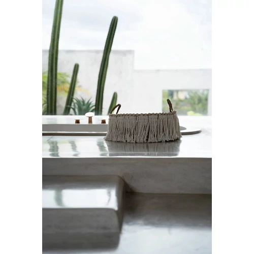 The Boho Fringe Basket - Natural White