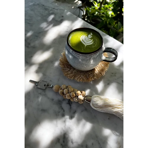 The Wooden Beads Keychain - Natural White