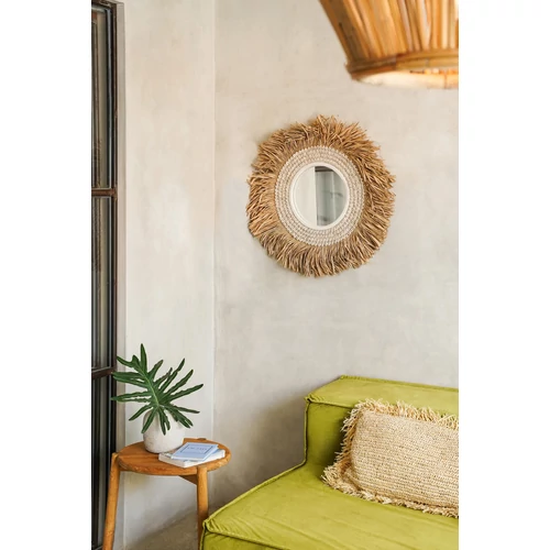 The Raffia Cowrie Mirror - Natural White