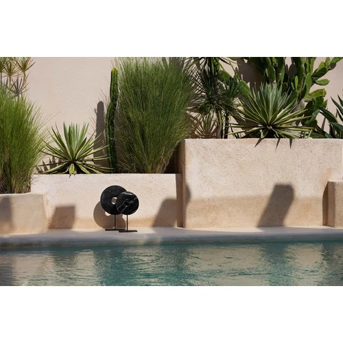 The Marble Disc on Stand - Black - L