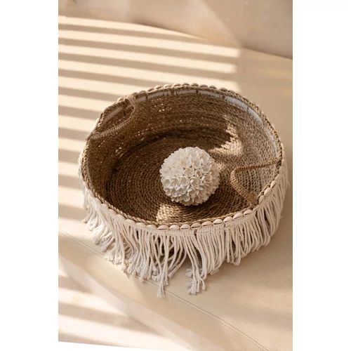 The Boho Fringe Basket - Natural White