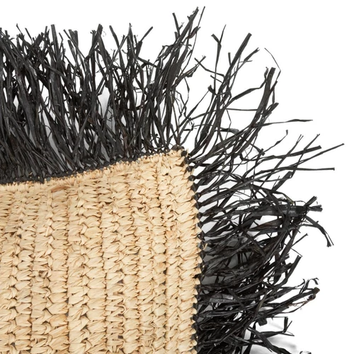 NATURALii raffia párna natúr-fekete rojtokkal